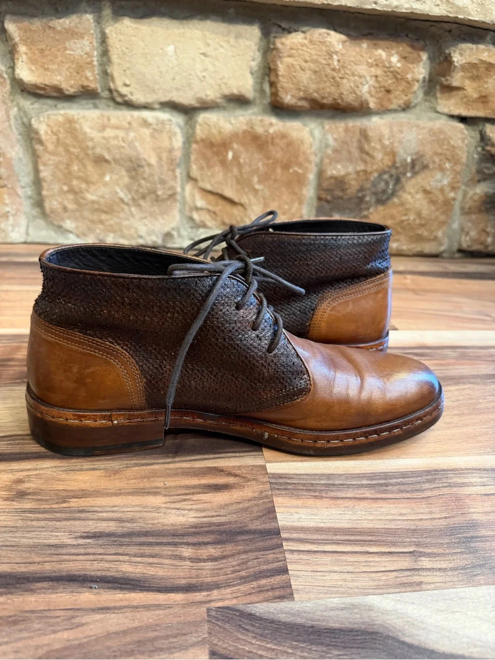 Johnston And Murphy Langley Mens Mixed Brown Chukka Leather Boots Size 9